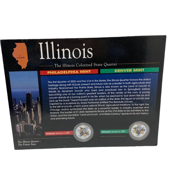 Illinois Colorized State Quarter NEW Philadelphia & Denver Mint - Picture 1 of 2